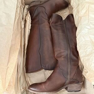 Brown Leather Knee-High Boots